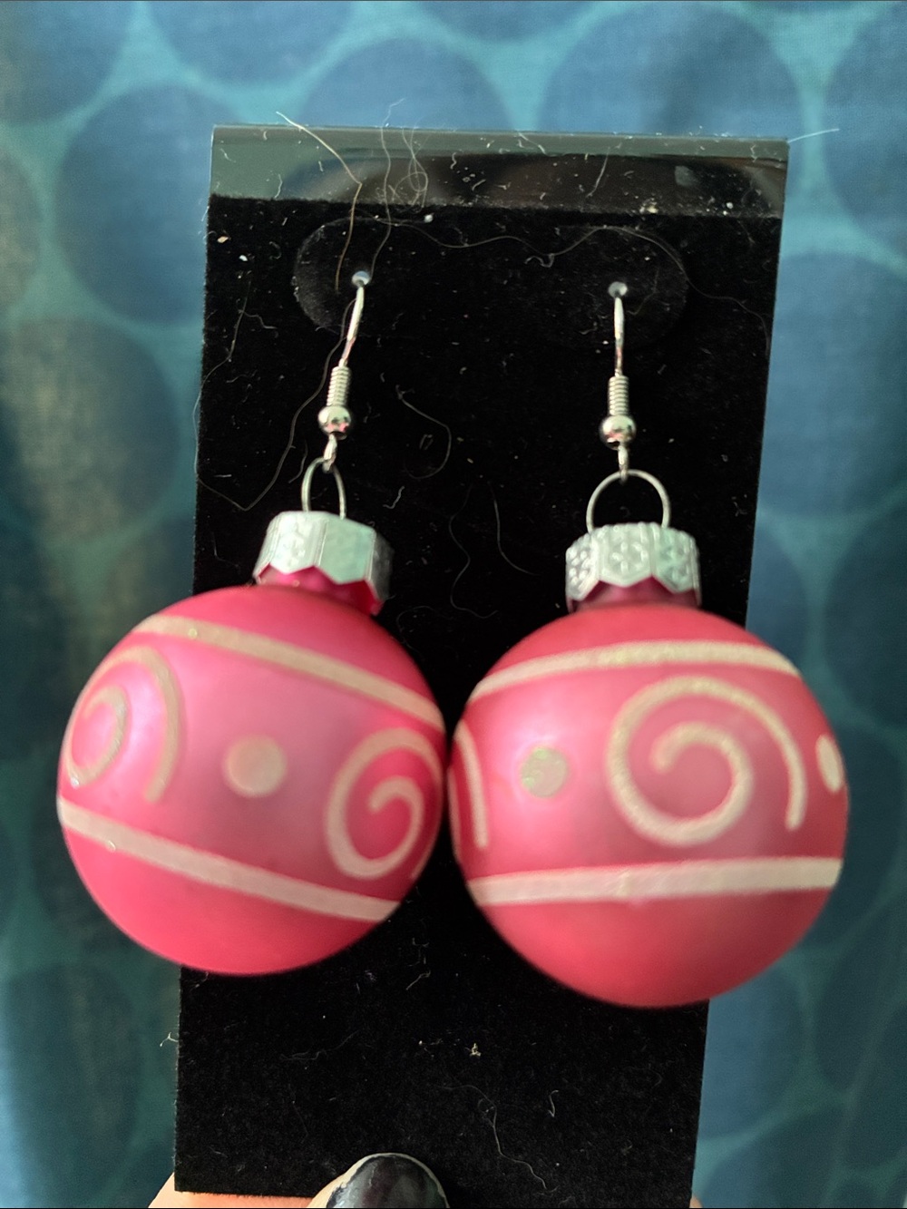 Pink Ornament Ball Dangle Earrings